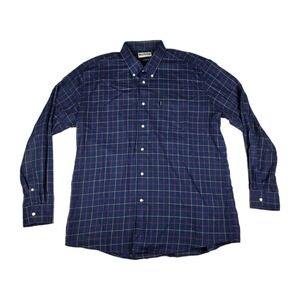 Barbour Shirt Mens Size XL Tailored Fit Blue Plaid Button Down Top